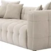Casa Padrino Luxus Sofa Sandfarben 230 x 100 x H. 75 cm - Wohnzimmer Sofa mit 4 Kissen - Wohnzimmer Möbel - Luxus Möbel - Wohnzimmer Einrichtung - Luxus Einrichtung - Luxus Qualität