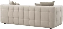 Casa Padrino Luxus Sofa Sandfarben 230 x 100 x H. 75 cm - Wohnzimmer Sofa mit 4 Kissen - Wohnzimmer Möbel - Luxus Möbel - Wohnzimmer Einrichtung - Luxus Einrichtung - Luxus Qualität