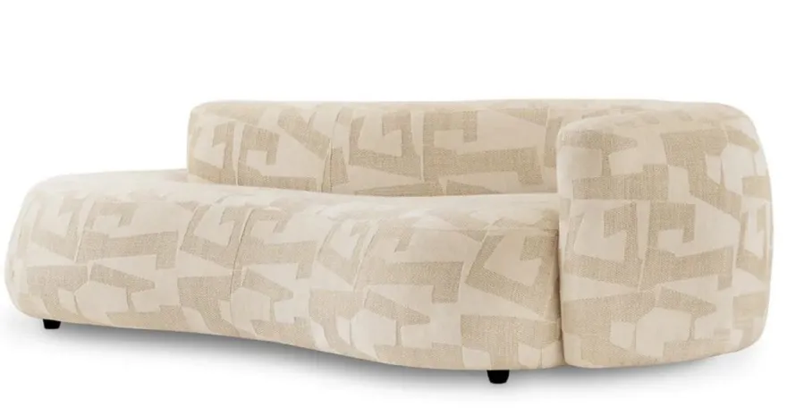 Casa Padrino Luxus Sofa Sandfarben / Schwarz 223 cm - Wohnzimmer & Hotel Interior