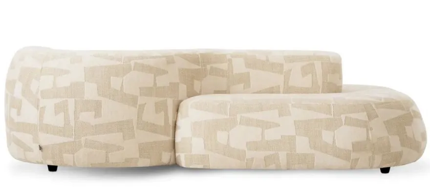 Casa Padrino Luxus Sofa Sandfarben / Schwarz 223 cm - Wohnzimmer & Hotel Interior