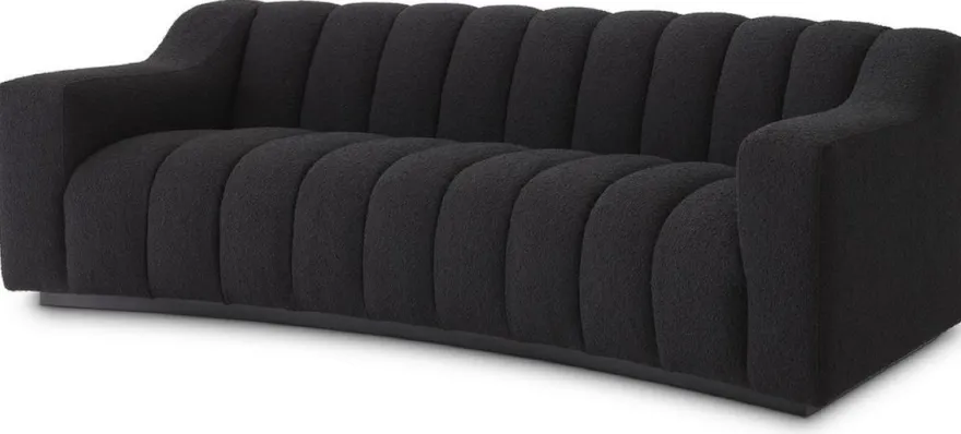 Casa Padrino Luxus Sofa Schwarz 234 x 96 x H. 76,5 cm - Leicht gebogenes Wohnzimmer Sofa - Hotel Sofa - Luxus Qualität