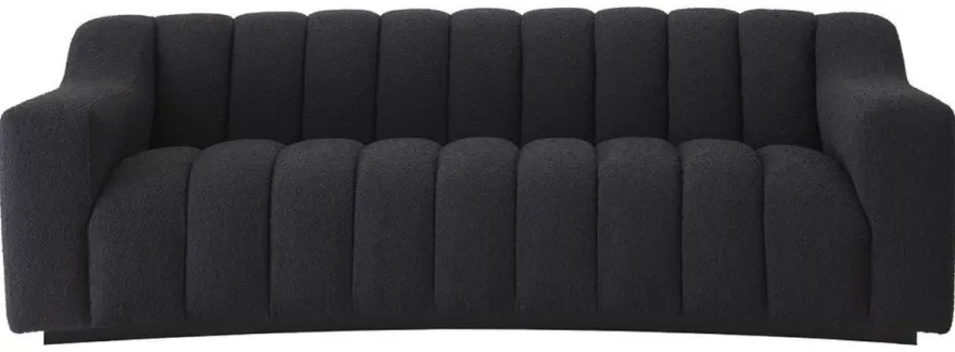 Casa Padrino Luxus Sofa Schwarz 234 x 96 x H. 76,5 cm - Leicht gebogenes Wohnzimmer Sofa - Hotel Sofa - Luxus Qualität