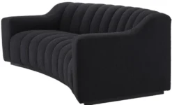 Casa Padrino Luxus Sofa Schwarz 234 x 96 x H. 76,5 cm - Leicht gebogenes Wohnzimmer Sofa - Hotel Sofa - Luxus Qualität