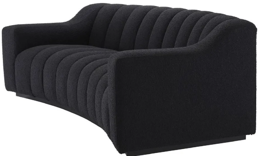 Casa Padrino Luxus Sofa Schwarz 234 x 96 x H. 76,5 cm - Leicht gebogenes Wohnzimmer Sofa - Hotel Sofa - Luxus Qualität