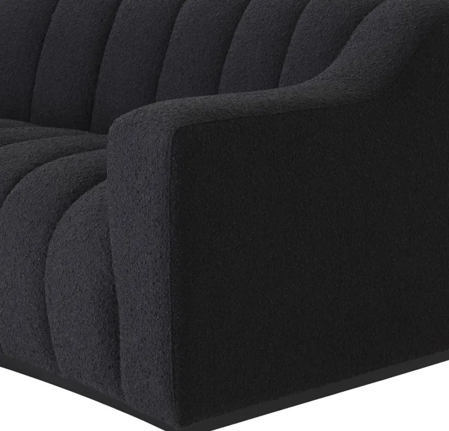 Casa Padrino Luxus Sofa Schwarz 234 x 96 x H. 76,5 cm - Leicht gebogenes Wohnzimmer Sofa - Hotel Sofa - Luxus Qualität