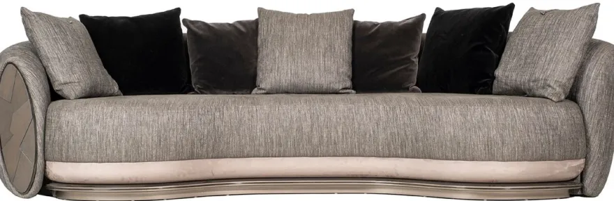 Casa Padrino Luxus Sofa Schwarz / Grau / Dunkelbraun / Bronze 300 x 130 x H. 76 cm - Wohnzimmer Sofa - Hotel Sofa - Wohnzimmer Möbel - Hotel Möbel - Luxus Möbel - Luxus Kollektion