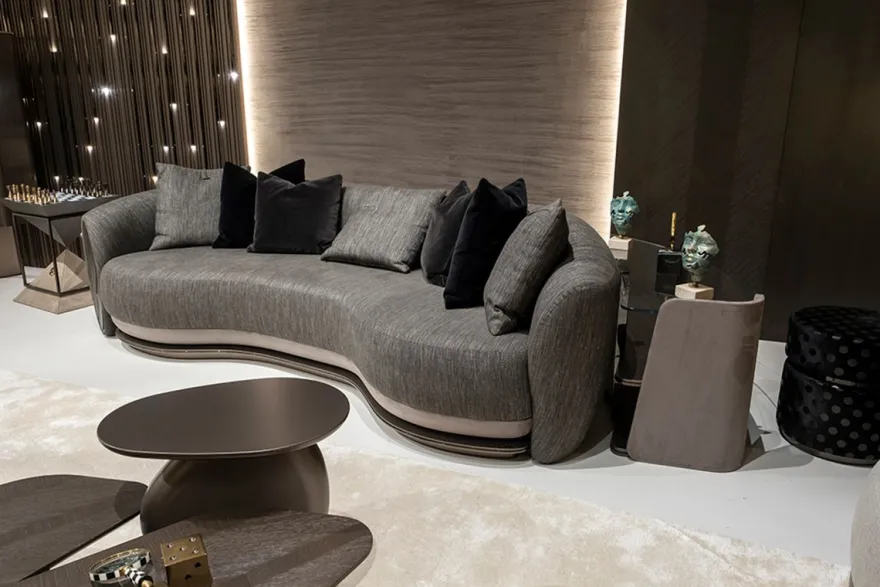 Casa Padrino Luxus Sofa Schwarz / Grau / Dunkelbraun / Bronze 300 x 130 x H. 76 cm - Wohnzimmer Sofa - Hotel Sofa - Wohnzimmer Möbel - Hotel Möbel - Luxus Möbel - Luxus Kollektion