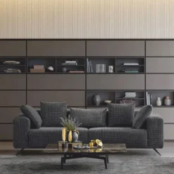 Casa Padrino Luxus Sofa Schwarz 229 cm - Luxus Wohnzimmer & Hotel Möbel