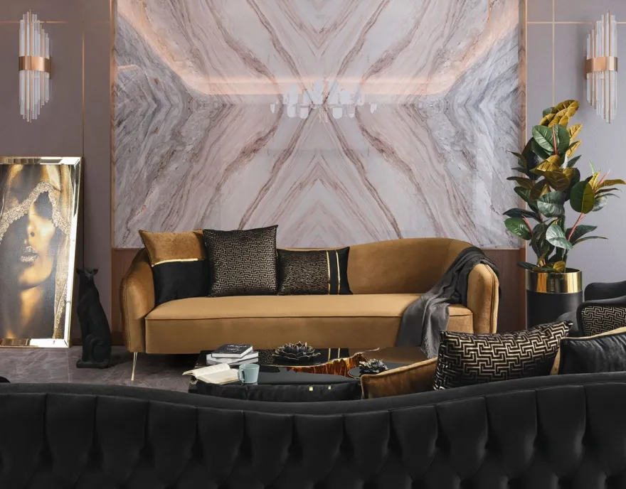 Casa Padrino Luxus Sofa Schwarz / Gold 240 x 100 x H. 80 cm - Wohnzimmer Sofa - Wohnzimmer Möbel - Luxus Möbel - Wohnzimmer Einrichtung - Luxus Einrichtung - Luxus Qualität