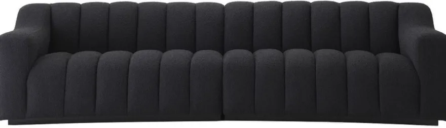 Casa Padrino Luxus Sofa Schwarz 300 x 100 x H. 78,5 cm - Leicht gebogenes Wohnzimmer Sofa - Hotel Sofa - Luxus Qualität