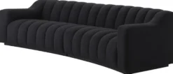 Casa Padrino Luxus Sofa Schwarz 300 x 100 x H. 78,5 cm - Leicht gebogenes Wohnzimmer Sofa - Hotel Sofa - Luxus Qualität