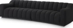 Casa Padrino Luxus Sofa Schwarz 300 x 100 x H. 78,5 cm - Leicht gebogenes Wohnzimmer Sofa - Hotel Sofa - Luxus Qualität