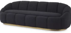 Casa Padrino Luxus Sofa Schwarz / Messingfarben 230 x 80 x H. 71 cm - Wohnzimmer & Hotel Sofa - Wohnzimmer & Hotel Möbel - Luxus Qualität