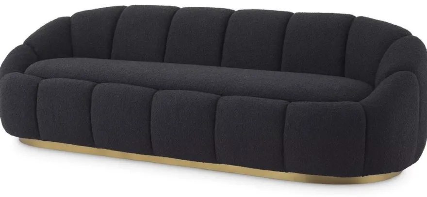 Casa Padrino Luxus Sofa Schwarz / Messingfarben 230 x 80 x H. 71 cm - Wohnzimmer & Hotel Sofa - Wohnzimmer & Hotel Möbel - Luxus Qualität