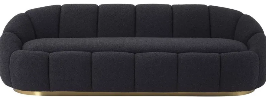 Casa Padrino Luxus Sofa Schwarz / Messingfarben 230 x 80 x H. 71 cm - Wohnzimmer & Hotel Sofa - Wohnzimmer & Hotel Möbel - Luxus Qualität