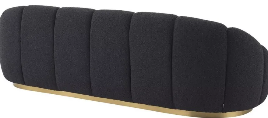 Casa Padrino Luxus Sofa Schwarz / Messingfarben 230 x 80 x H. 71 cm - Wohnzimmer & Hotel Sofa - Wohnzimmer & Hotel Möbel - Luxus Qualität