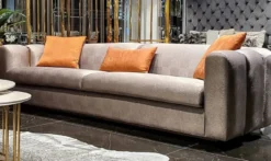 Casa Padrino Luxus Sofa Silber / Gold 240 x 95 x H. 85 cm - Wohnzimmer Sofa - Hotel Sofa - Luxus Möbel