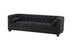 Casa Padrino Luxus Sofa 3 Sitzer - Panama Schwarz, Kiefer- und Birkenholz, 230 x 85 x 72 cm