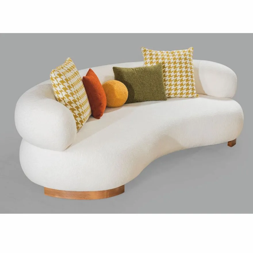 Casa Padrino Luxus Sofa Weiß / Braun 255 cm - Wohnzimmer & Hotel Möbel