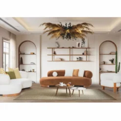 Casa Padrino Luxus Sofa Weiß / Braun 255 cm - Wohnzimmer & Hotel Möbel