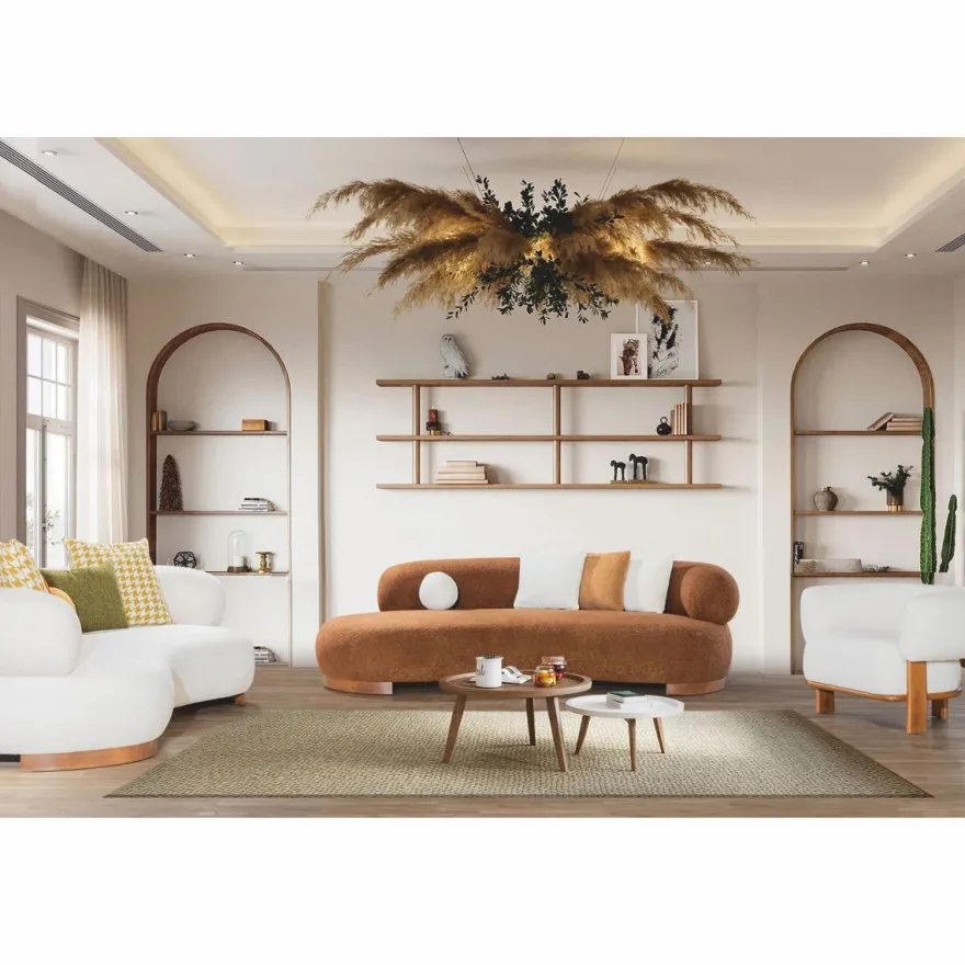 Casa Padrino Luxus Sofa Weiß / Braun 255 cm - Wohnzimmer & Hotel Möbel