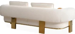 Casa Padrino Luxus Sofa Weiß / Messing 250 x 100 x H. 75 cm - Wohnzimmer Sofa - Hotel Sofa - Wohnzimmer Möbel - Hotel Möbel - Luxus Möbel - Luxus Einrichtung