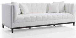 Casa Padrino Luxus Sofa Weiß / Schwarz 240 x 90 x H. 80 cm - Wohnzimmer Sofa - Hotel Sofa - Wohnzimmer Möbel - Hotel Möbel - Luxus Möbel - Luxus Einrichtung