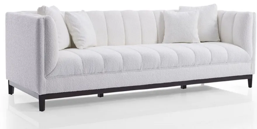 Casa Padrino Luxus Sofa Weiß / Schwarz 240 x 90 x H. 80 cm - Wohnzimmer Sofa - Hotel Sofa - Wohnzimmer Möbel - Hotel Möbel - Luxus Möbel - Luxus Einrichtung