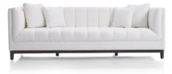 Casa Padrino Luxus Sofa Weiß / Schwarz 240 x 90 x H. 80 cm - Wohnzimmer Sofa - Hotel Sofa - Wohnzimmer Möbel - Hotel Möbel - Luxus Möbel - Luxus Einrichtung