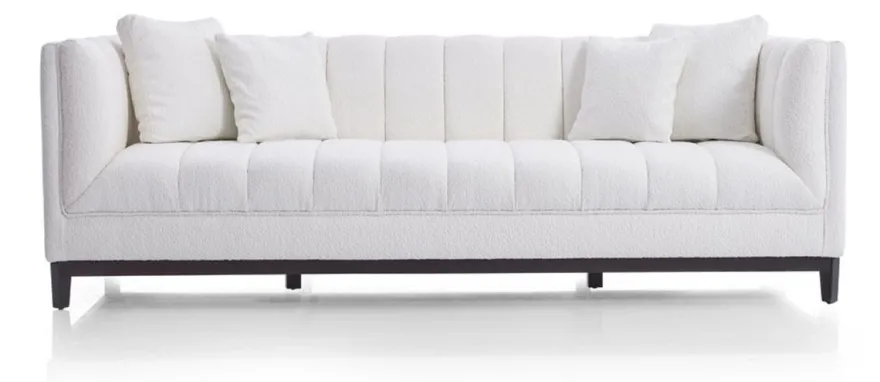Casa Padrino Luxus Sofa Weiß / Schwarz 240 x 90 x H. 80 cm - Wohnzimmer Sofa - Hotel Sofa - Wohnzimmer Möbel - Hotel Möbel - Luxus Möbel - Luxus Einrichtung