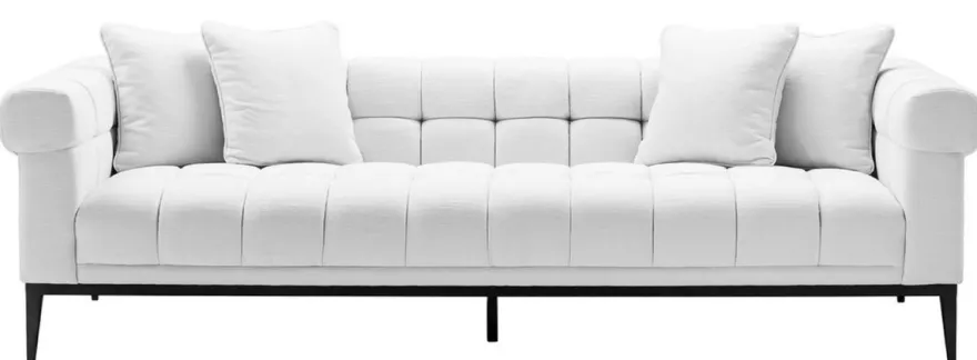 Casa Padrino Luxus Sofa Weiß / Schwarz 240 x 98 x H. 69 cm - Wohnzimmer Sofa mit 4 Kissen - Wohnzimmer Möbel - Luxus Möbel