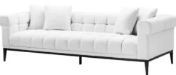 Casa Padrino Luxus Sofa Weiß / Schwarz 240 x 98 x H. 69 cm - Wohnzimmer Sofa mit 4 Kissen - Wohnzimmer Möbel - Luxus Möbel