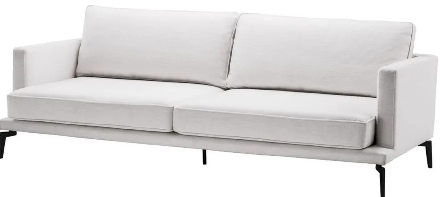 Casa Padrino Luxus Sofa Weiß / Schwarz 230 x 99 x H. 82 cm - Wohnzimmer Sofa - Luxus Wohnzimmer Möbel