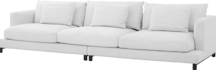 Casa Padrino Luxus Sofa Weiß / Schwarz 320 x 110 x H. 64 cm - Edles Wohnzimmer Sofa mit Kissen - Luxus Möbel - Luxus Qualität