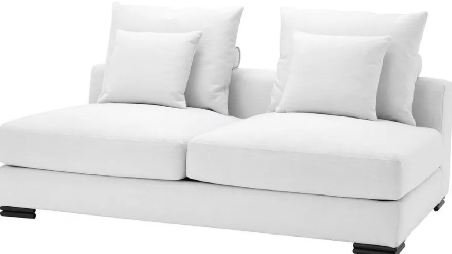 Casa Padrino Luxus Sofa Weiß / Schwarz 182 x 108 x H. 90 cm - Erweiterbares Wohnzimmer Sofa mit Kissen - Luxus Möbel