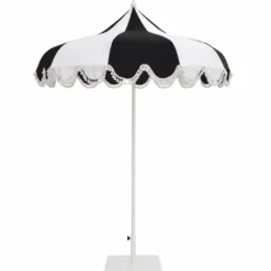 Casa Padrino Luxus Sonnenschirm Weiß / Schwarz Ø 200 x H. 250 cm - Hotel & Garten Möbel VPP