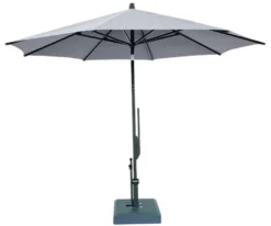 Casa Padrino Luxus Sonnenschirm Anthrazit / Grau - Runder Gartenschirm mit Aluminium Mast und Polyacryl Bezug - Durchmesser 300 cm