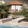 Casa Padrino Luxus Sonnenschirm mit Ständer Braun 200 x 200 cm