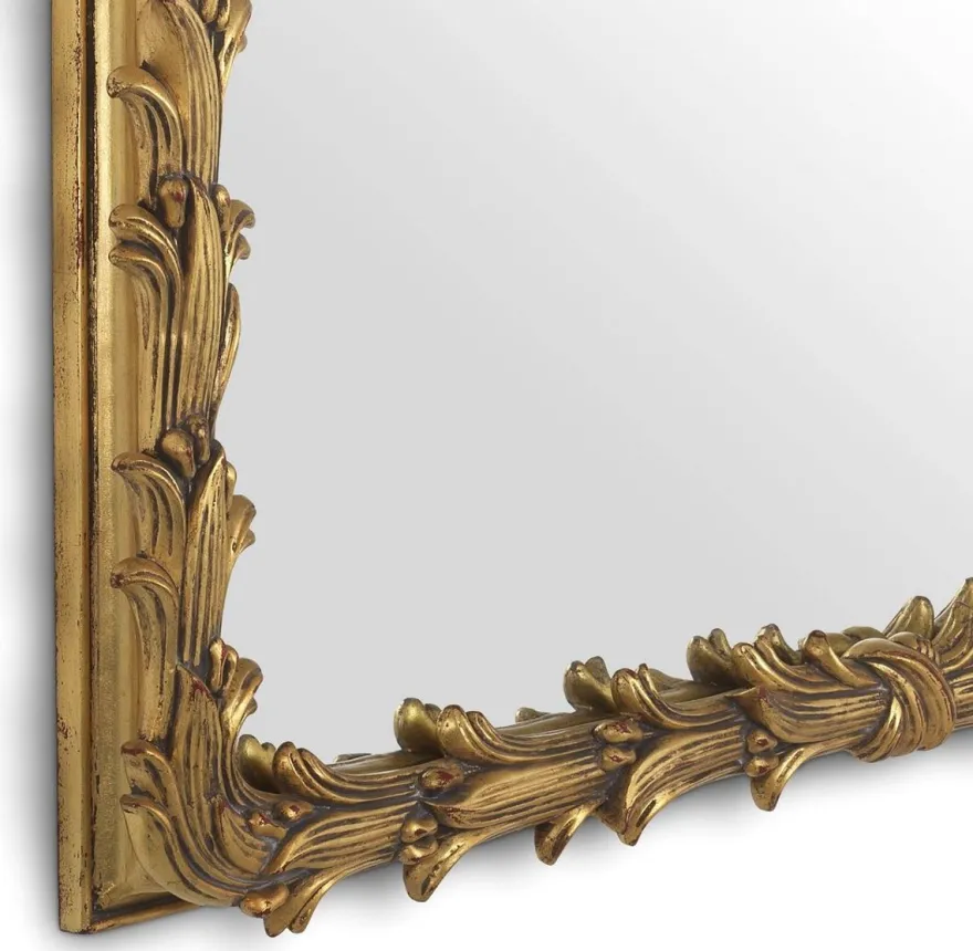 Casa Padrino Luxus Spiegel Antik Gold 93 x 6,5 x H. 130 cm - Mahagoni Wandspiegel - Wohnzimmer Spiegel - Garderobenspiegel - Luxus Kollektion