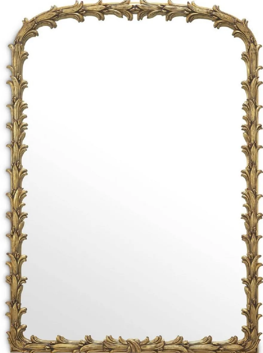 Casa Padrino Luxus Spiegel Antik Gold 93 x 6,5 x H. 130 cm - Mahagoni Wandspiegel - Wohnzimmer Spiegel - Garderobenspiegel - Luxus Kollektion