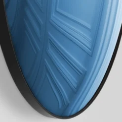 Casa Padrino Luxus Spiegel Blau / Schwarz Ø 91 cm - Runder konvexer Wandspiegel - Luxus Möbel