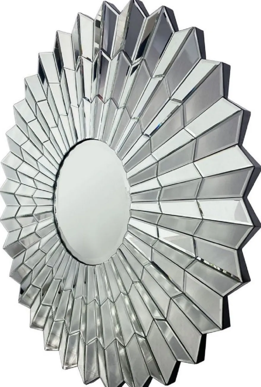 Casa Padrino Luxus Spiegel Ø 90 cm - Runder Wohnzimmer Wandspiegel - Garderoben Spiegel - Schlafzimmer Spiegel - Luxus Kollektion