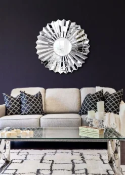 Casa Padrino Luxus Spiegel Ø 90 cm - Runder Wohnzimmer Wandspiegel - Garderoben Spiegel - Schlafzimmer Spiegel - Luxus Kollektion