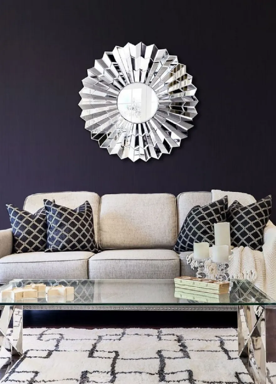 Casa Padrino Luxus Spiegel Ø 90 cm - Runder Wohnzimmer Wandspiegel - Garderoben Spiegel - Schlafzimmer Spiegel - Luxus Kollektion