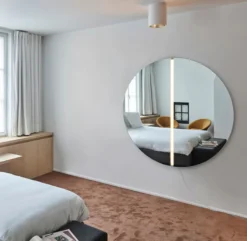 Casa Padrino Luxus Spiegel Ø 150 cm - Runder Wandspiegel mit LED Streifen - Wohnzimmer Hotel Restaurant Boutique Spiegel