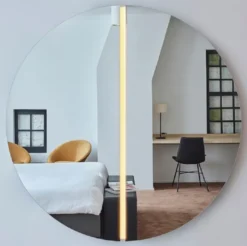 Casa Padrino Luxus Spiegel Ø 150 cm - Runder Wandspiegel mit LED Streifen - Wohnzimmer Hotel Restaurant Boutique Spiegel