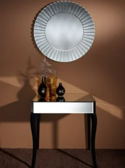 Casa Padrino Luxus Spiegelglas Beistelltisch mit Schublade 71 x 41 x H. 76 cm - Hotel Möbel