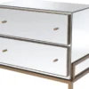 Casa Padrino Luxus Spiegelglas Nachttisch Messingfarben 81,5 x 52 x H. 62 cm - Verspiegelte Nachtkommode mit 2 Schubladen - Schlafzimmer Möbel
