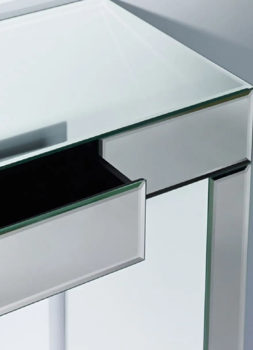 Casa Padrino Luxus Spiegelglas Konsole 100 x 30 x H. 83 cm - Konsolentisch mit Schublade - Luxus Möbel