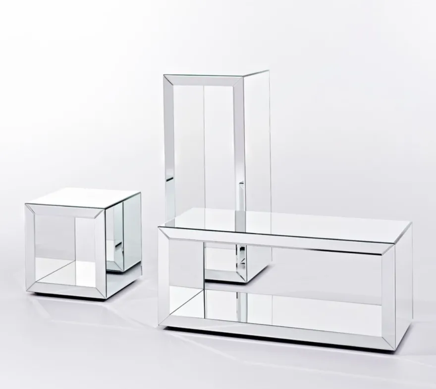 Casa Padrino Luxus Spiegelglas Beistelltisch im Würfel Design 46 x 46 x H. 48 cm - Designer Wohnzimmermöbel